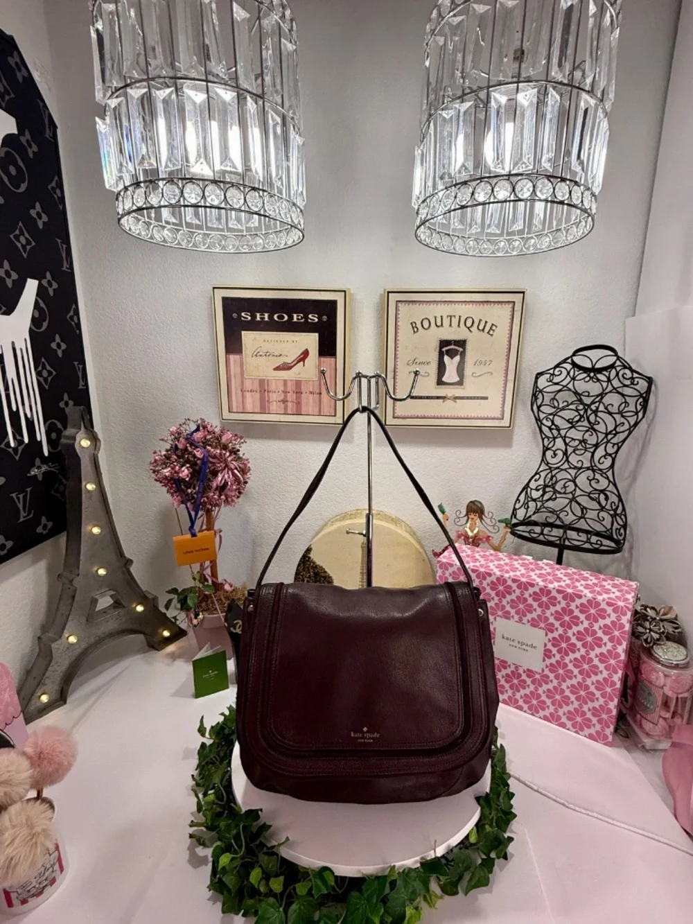 KATE SPADE RICH DARK BURGUNDY SUEDE LEATHER LARGE TASSEL BAG!